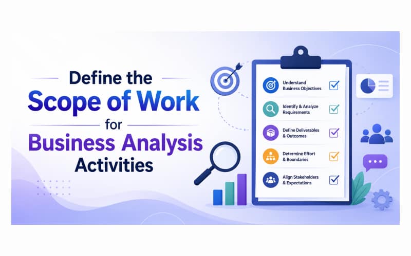 Define the scope of work for the business analysis activities